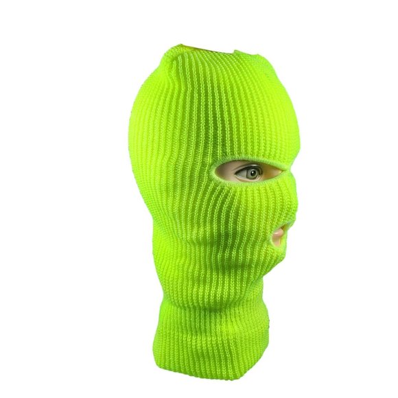 2 For $15 Clearance Sale Neon Yellow 3 Hole Winter Ski Face Mask - Picture 2 of 3